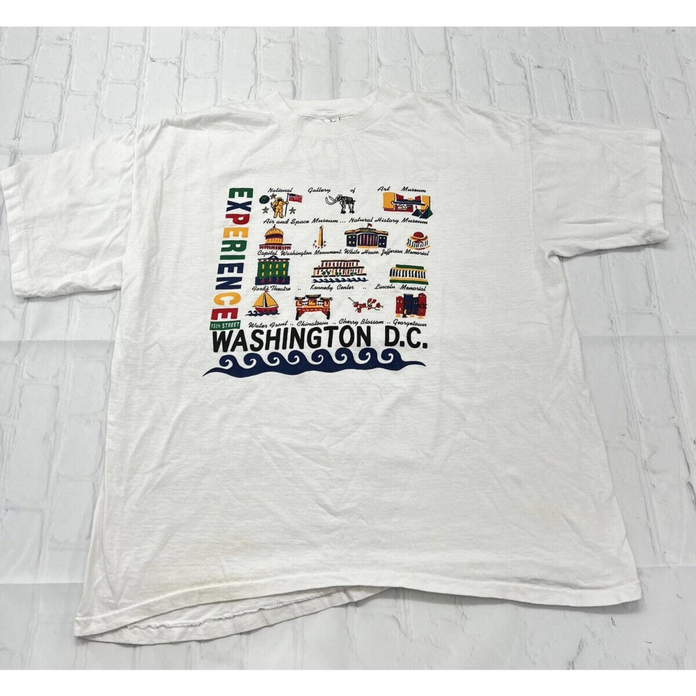 Vintage Tourist Washington DC T-shirt Museum Monument Single Stitch White Large
